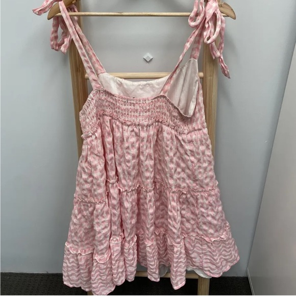 Ally Pink & White Dress Gingham Ruffle Size 16 - Picture 2 of 3